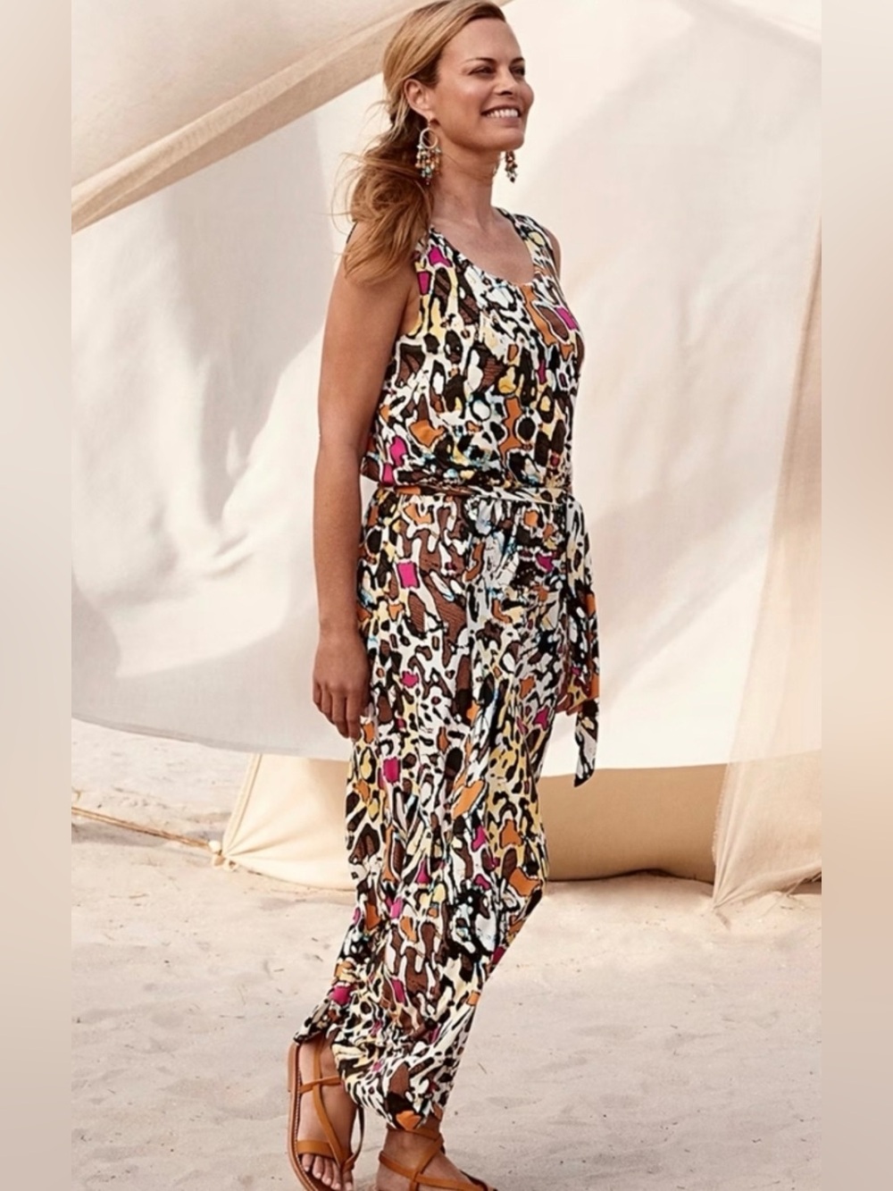 Chico’s Multicolor Animal Print Sleeveless Maxi Dress Size 1 (M)